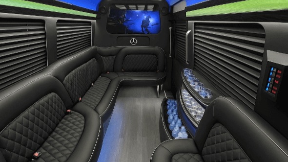 Interior of Prattville Party Bus Company's 14 Passenger Sprinter Limousine in Prattville
