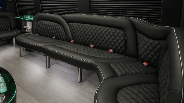 Interior of Prattville Party Bus Company's 15 Passenger Party Bus in Prattville