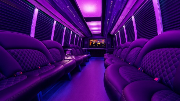 Interior of Foley Party Bus Company's 20 Passenger Party Bus in Foley