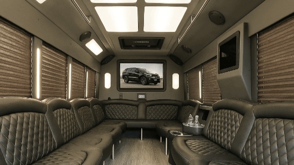 Interior of Alabaster Party Bus Company's 25 Passenger Party Bus in Alabaster