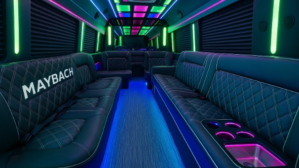 Interior of Athens Party Bus Company's 25 Passenger Party Bus in Athens
