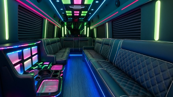 Interior of Gadsden Party Bus Company's 25 Passenger Party Bus in Gadsden