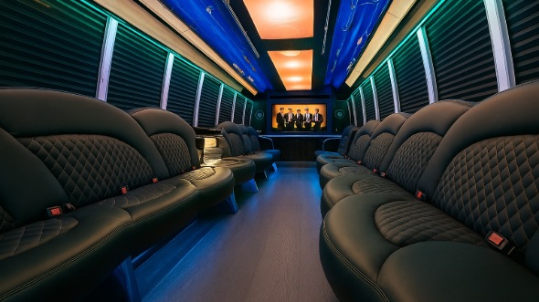 Interior of Dothan Party Bus Company's 28 Passenger Party Bus in Dothan