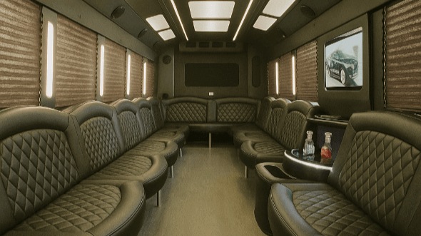 Interior of Opelika Party Bus Company's 30 Passenger Party Bus in Opelika