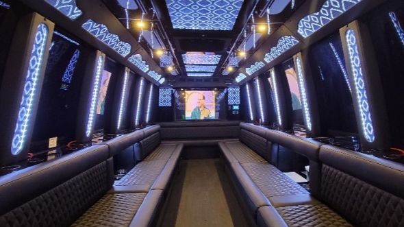 Interior of Vestavia Hills Party Bus Company's 30 Passenger Party Bus in Vestavia Hills