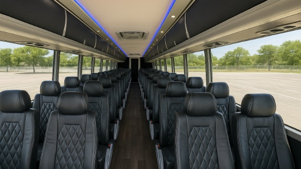 Interior of Alabama Party Bus Company's 44 Passenger Charter Bus in Alabama