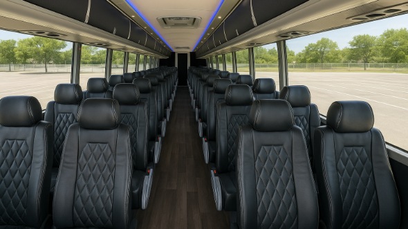 Interior of Alabama Party Bus Company's 45 Passenger Charter Bus in Alabama