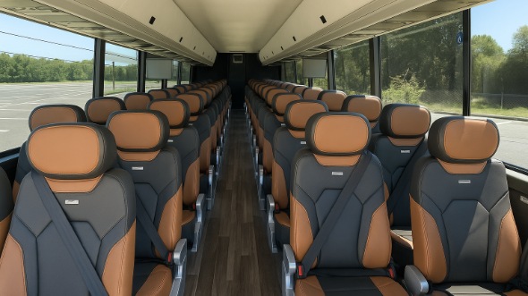 Interior of Alabama Party Bus Company's 47 Passenger Charter Bus in Alabama