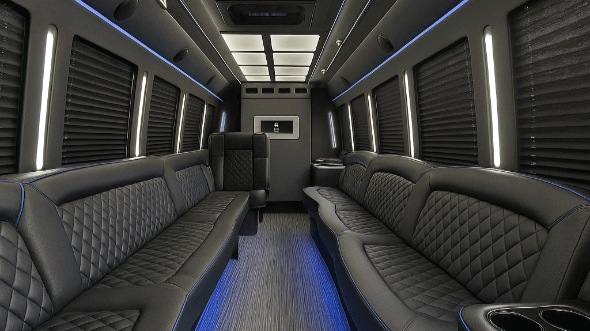 Interior of Prattville Party Bus Company's 50 Passenger Party Bus in Prattville